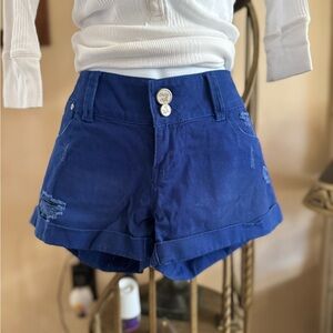 Indigo Rein Distressed High Waist Blue Women's Shorts 3